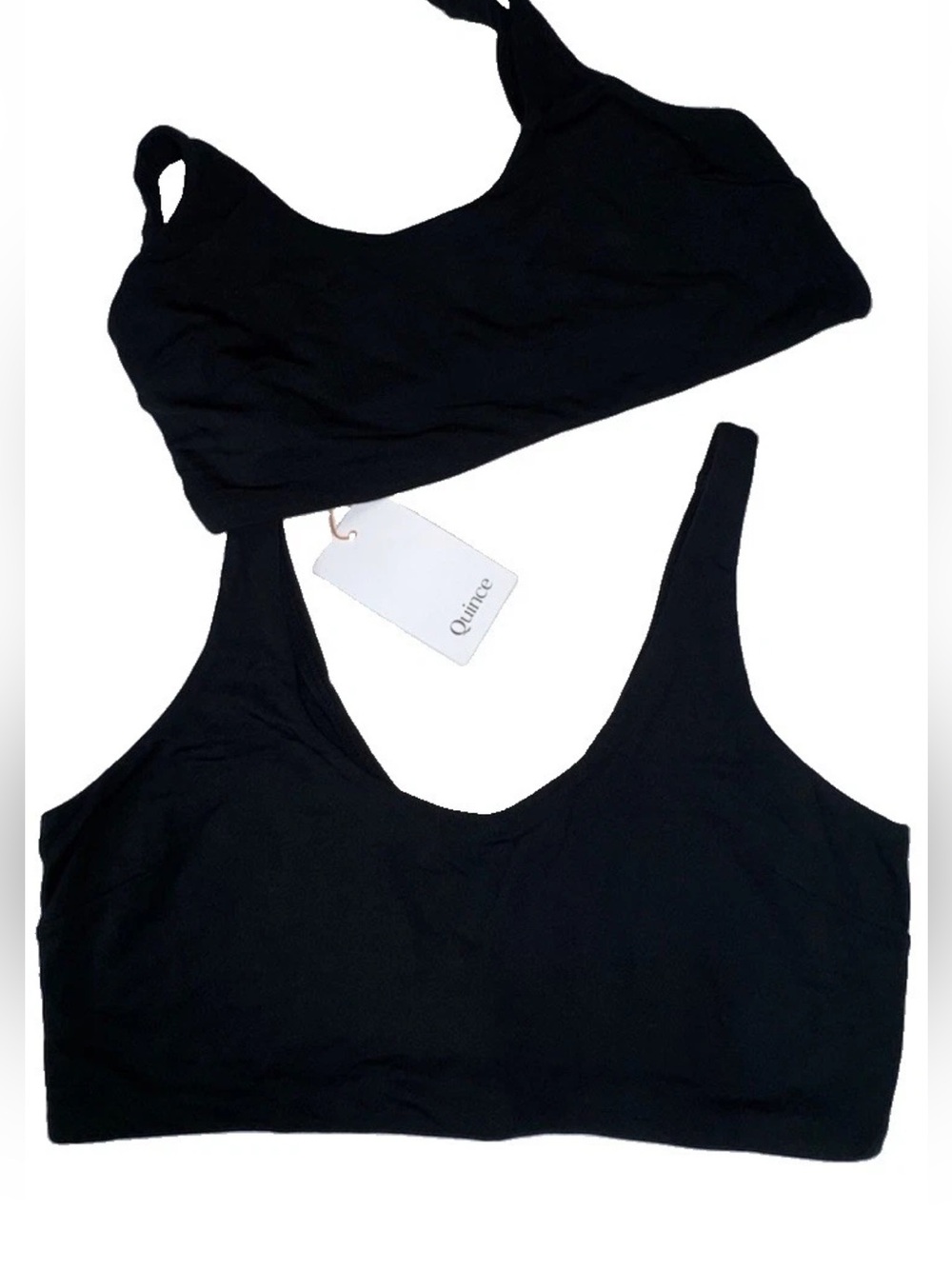 Quince Micromodal Ruched Bralette 2 Pack Black Size L NWT Wireless Stretch